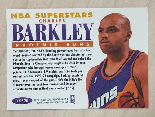 Charles Barkley - 1993-94 Fleer NBA SUPERSTARS #2 - PHOENIX SUNS - Imagen 2 de 2