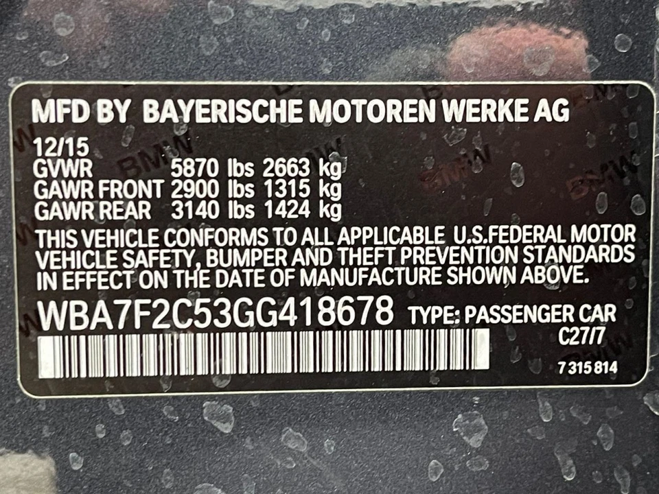 BMW 750i 2016-20 cinturón de seguridad delantero izquierdo bronceado TC: PNACY 4,4 L AWD 72 K xDRIVE 64915 Foto 4 de 4