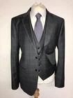 TED BAKER - 3 Piece Slim Fit GREY Check WOOL SUIT - 42 Reg - W36 L31 - WORN ONCE