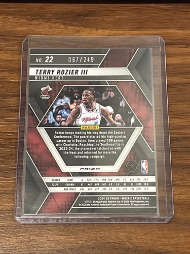 2024-25 Mosaic Basketball Terry Rozier III #22 Orange Mosaic /249 Miami Heat - Picture 2 of 2