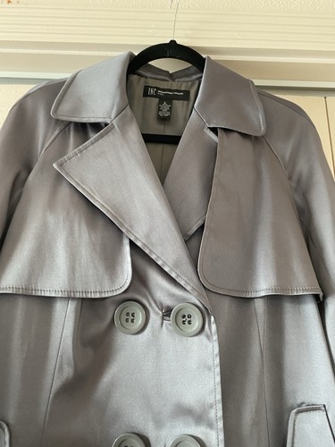 INC Women’s Gray Sateen Trench Style Jacket, Size Large petite - Picture 4 of 7