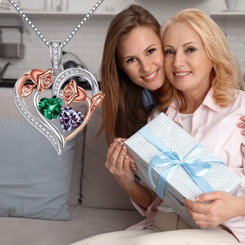 Muttertagsgeschenke für Frau - 925 Sterling Silber Rose Herz Halskette, Geburtst... - Bild 5 von 7