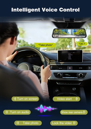 TOGUARD 4K Mirror Dash Cam Front and Rear View 10" Backup Camera Voice Control - Bild 4 von 7