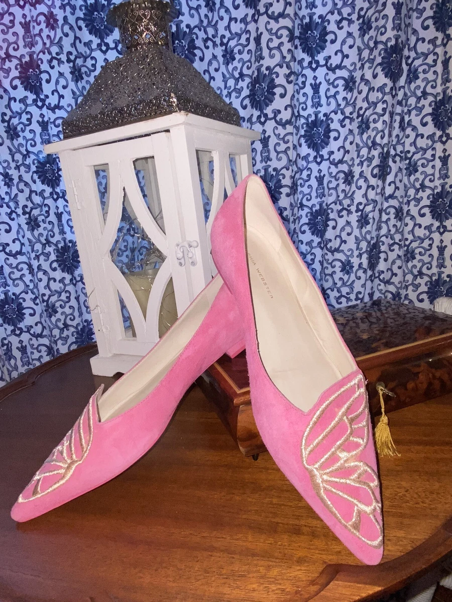 Sophia Webster Pink Slingback Shoes, Ballerina Flats, Size 9