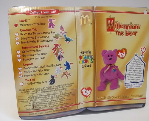 1999 TY Ronald McDonald House Charities Millennium Bear Teeny Beanie Baby - Imagen 2 de 3