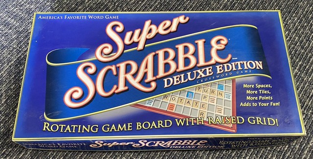 1105 for sale online Hasbro Super Scrabble Deluxe Edition Rotating Game Board 1105 for sale online Hasbro Super Scrabble Deluxe Edition Rotating Game Board