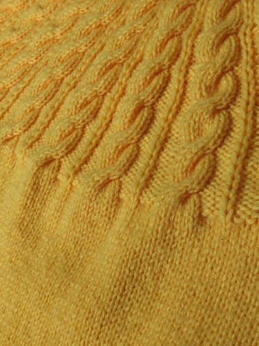 Handmade Cable Knit yellow chunky long sleeve turtle neck OS sweater Cowl Neck - Bild 12 von 12