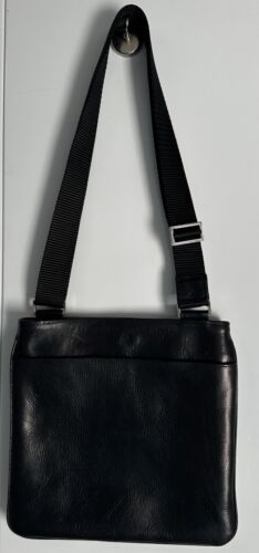 Bolso Bandolera Bolso Cuero de Vaca Vintage Brighton Negro Pelo de Becerro Correa de Nylon - Imagen 2 de 8