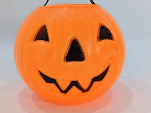 Vintage General Carolina Enterprises orangefarbener Kürbis Halloween Blasform Süßes-Leckerli - Bild 3 von 7