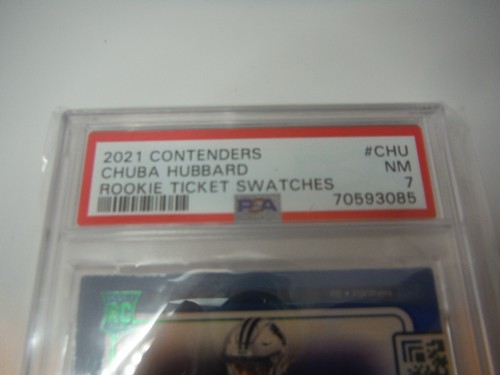 2021 Panini Contenders Rookie Ticket Swatch Chuba Hubbard RTS-CHU PSA 7 - Picture 3 of 3