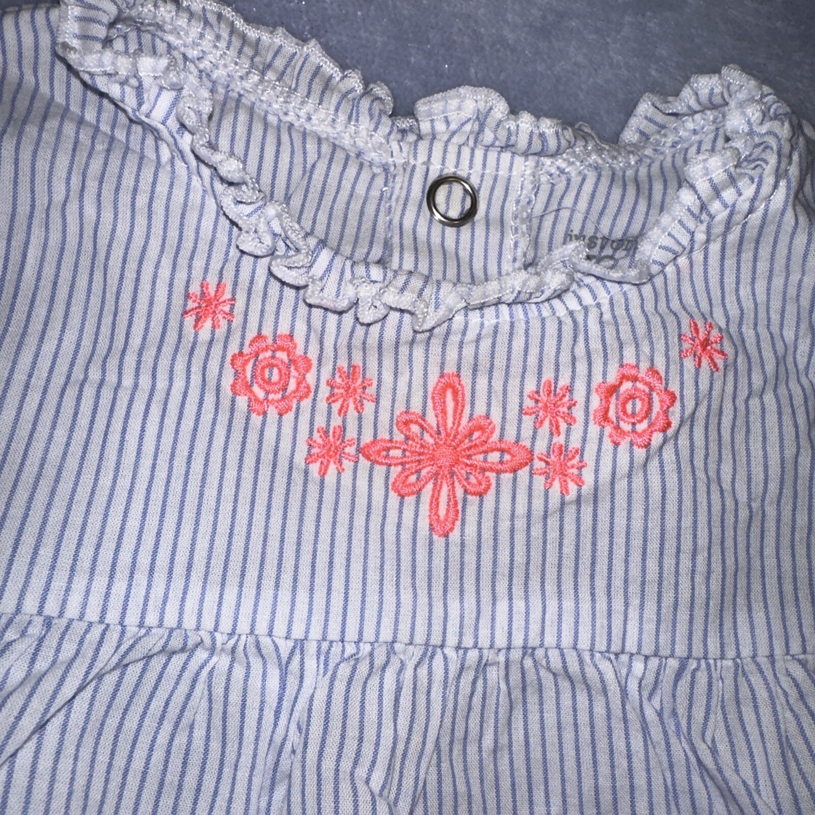 Just One You Carters One Piece Ruffled Blue Striped Cotton Outfit Size 18 Months