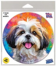Shih Tzu Happy Dog Car Magnet 5x5"