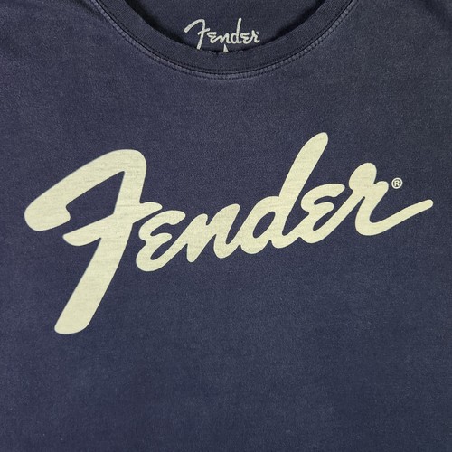 VINTAGE Fender Herren Distressed T-Shirt Large Navy Unisex Guitar Crew Made in USA - Bild 3 von 12