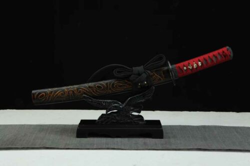 20'' Tanto L6 Steel Clay Tempered Sword Mini Katana OSORAKU- Zukuri Horimono - Picture 10 of 10