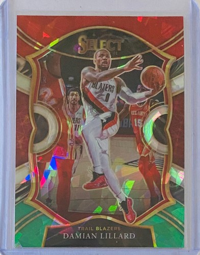 2020-21 Panini Select Green Red Prizm #24 Damian Lillard - Trail Blazers - Picture 1 of 2