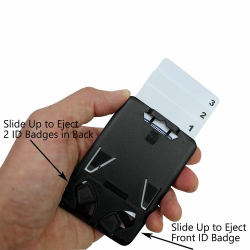 3 Card ID Holder with Retractable Badge Reel w Carabiner & Belt Clip - Vertical - Picture 3 of 11