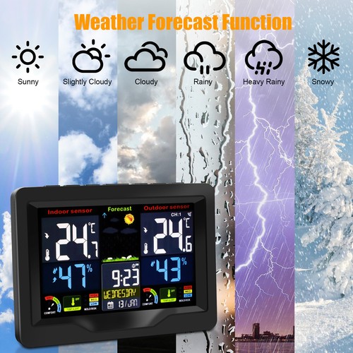 Digital LCD Indoor & Outdoor Weather Station Alarm Clock Thermometer Wireless - Picture 5 of 11
