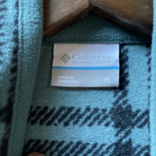 Womens Columbia Pullover Jacket Size XLarge Teal Plaid Quarter Zip - Picture 3 of 4