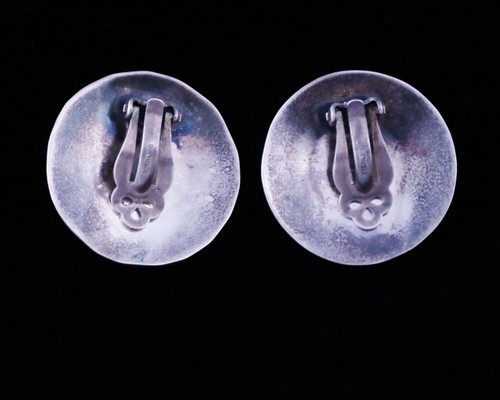 Vintage Mediterranean Oxblood Coral Shadowbox Design Clip Earrings - Picture 2 of 3