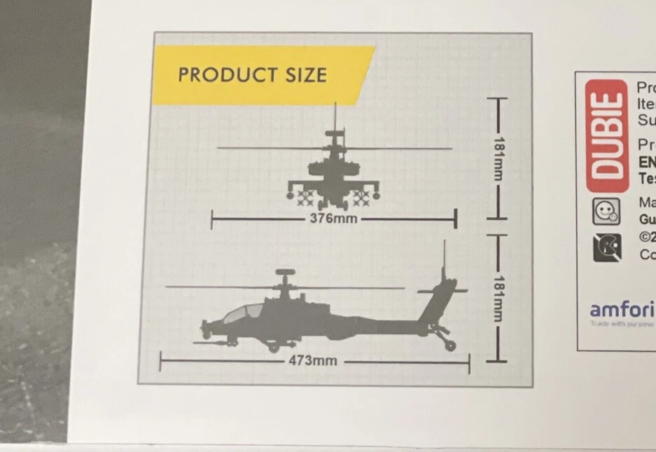 Boeing AH-64 Apache Attack Helicopter Military Building Bricks Blocks Toys - Image 2 of 2