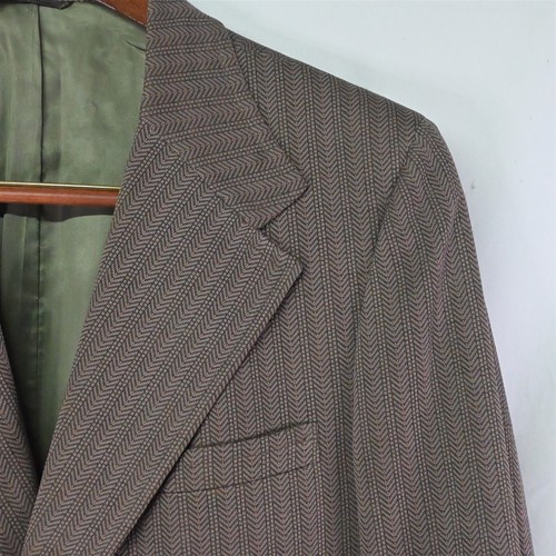 Vintage 70s Sears The Traveller Knit 42R | 32x32 Brown Herringbone Mens Suit - Picture 2 of 12