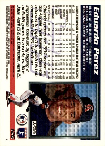 1995 Topps Eduardo Perez Baseball Cards #126 - Picture 2 of 2