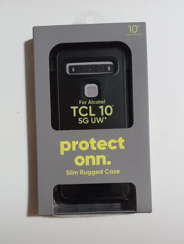 Onn Slim Rugged Phone Case with Built-in Microbial Protection for Alcatel TCL 10