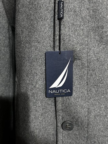 Nautica Mens 48R Shearling Collar Wool Blend Silver/Gray $350 Overcoat Lined NWT - Picture 7 of 23
