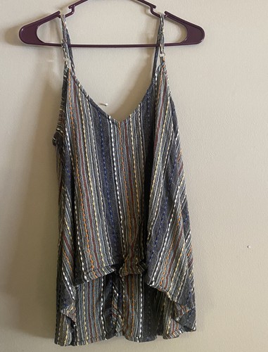En Crème Women’s Size Large Multicolor Pattern Spaghetti Strap Tank Top V-neck - Picture 3 of 9