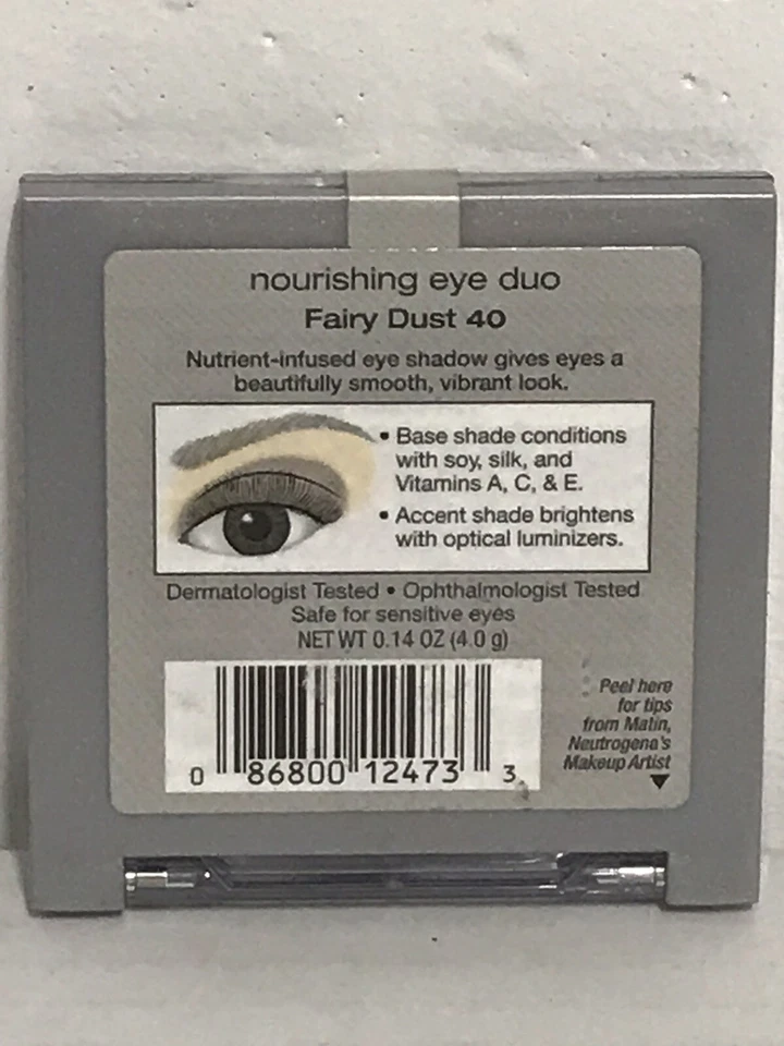 Sombra de ojos Neutrogena Nourishing Eye Duo, # 40 Fairy Dust, peso neto 0,14 oz Foto 2 de 3
