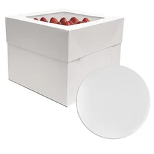 3 Sets 10"x10"x8" Cake Boxes with Boards Durable Bakery Packaging