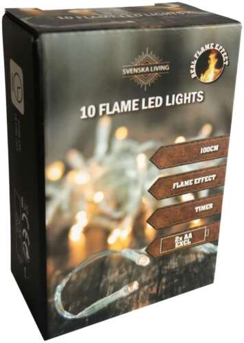 LED Lichterkette Flamme Flammeneffekt Timer flackernd warmweiß Batterie 10 - 48 - Bild 2 von 3