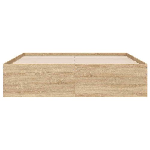 Bed Frame with Drawers Sonoma Oak 135x190 Engineered Wood J4O8 - Picture 6 of 11