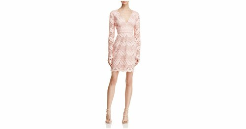 StyleStalker Damen rosa Elora geometrisches Spitzenkleid Größe Medium neu mit Etikett - Bild 4 von 8