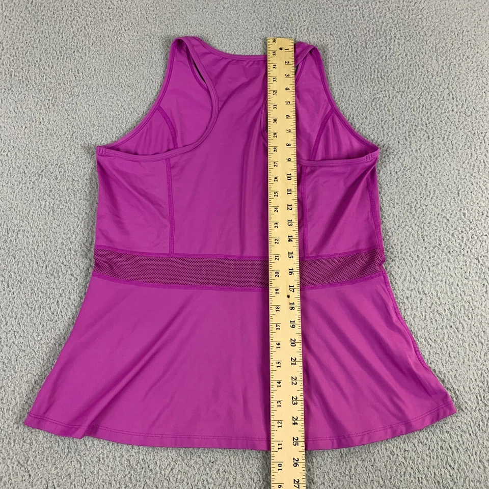 Camiseta sin mangas Lija para mujer grande púrpura nailon elástico cuello redondo correa espalda corredora golf Foto 3 de 4