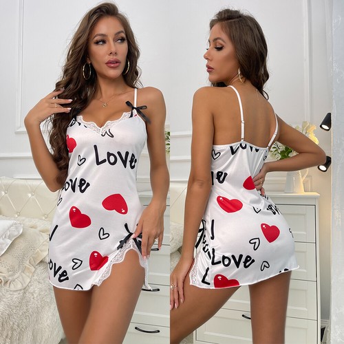 Lencería Sexy Para Mujer Babydoll Camisón Encaje Ribete Lateral Dividido Vestido Prendas para dormir - Imagen 10 de 23