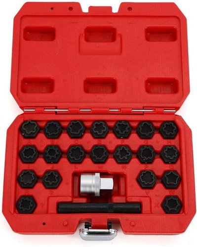 Car Wheel Lock 22Pc Wheel Locking Key Anti-Theft Removal Set - Key Lock - Black