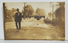 Rppc Parade Veterans & Band  Horse Buggies c1915 Postcard N17