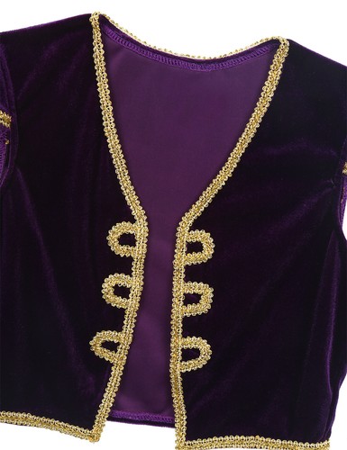 Kids Boys Girl Arabian Prince Costume Open Front Shiny Vest Halloween Cosplay - Picture 62 of 123