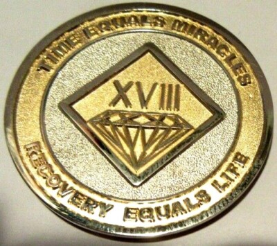Narcotics Anonymous NA GOLD SILVER 18 Year Medallion Chip Coin Token