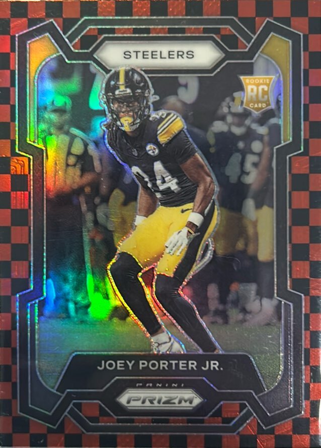 2023 Panini Prizm #386 Joey Porter Jr. Black & Red Checker