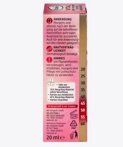 Balea Vital Fluid Anti-Pigment Spot Concentrate. Vitamins E, B3, B5. 20ml - Picture 4 of 6