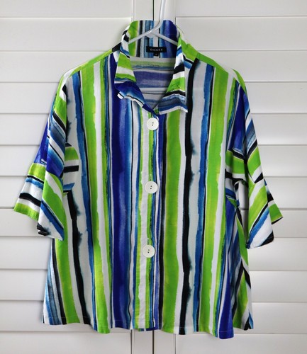 DAMEE, Inc $175 Striped Dolman Sleeve Ruffle Collar Jacket Top Size Small - Picture 5 of 6