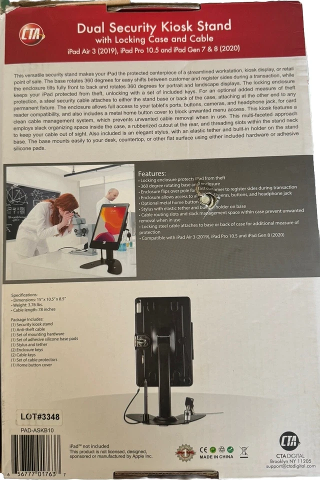 Dual Kiosk Stand – CTA Dual Security Kiosk Stand with Locking Case Cable and ... - Image 3 of 4