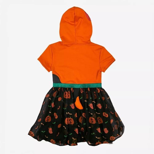 Girls' Squishmallows Halloween Cosplay Short Sleeve Dress - Black/Orange XL - Picture 4 of 5