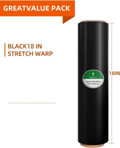 Black Stretch Wrap Roll 18 Inch 1500 Feet 4 Rolls Stretch Film/Wrapping Paper - Picture 2 of 7