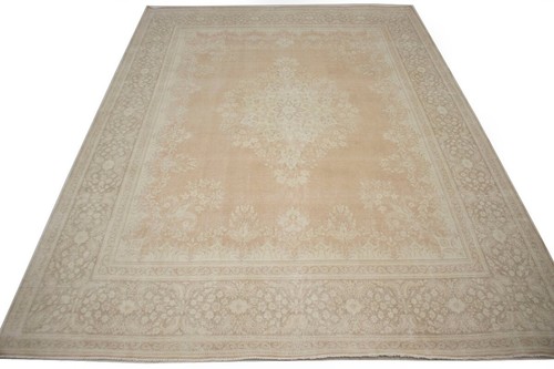 Antique Vintage Oriental Rug Muted Orange Classic Floral Design Carpet 10X13 ft - Picture 2 of 15