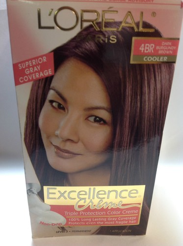 L'Oreal Excellence Crème Coloring Dark Burgandy Brown 4BR SUPERIOR GRAY COVERAGE - Picture 1 of 7