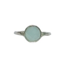 Light Green Chalcedony Faceted Ring 925 Sterling Silver Sz 5 Statement Boho