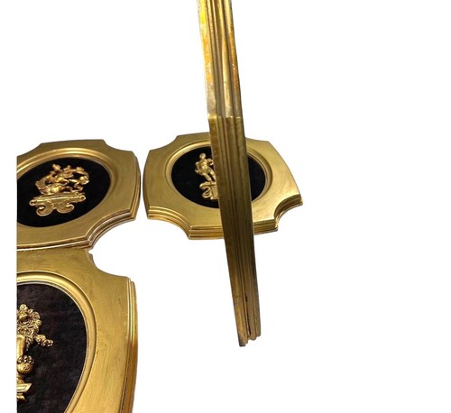 4 Hollywood Regency MCM Gold Holz Samt Sternzeichen Kunst Wassermann Löwe Zwillinge Fische - Bild 9 von 11